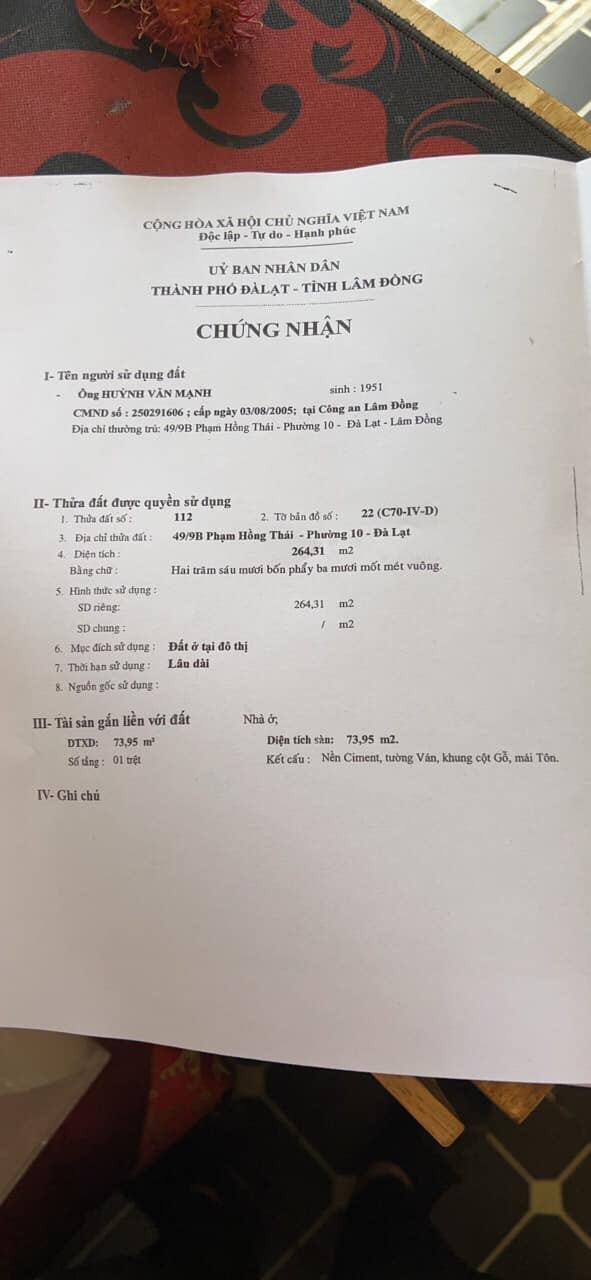 Hinh-Bán nhà Phạm Hồng Thái Phường 10 Đà Lạt