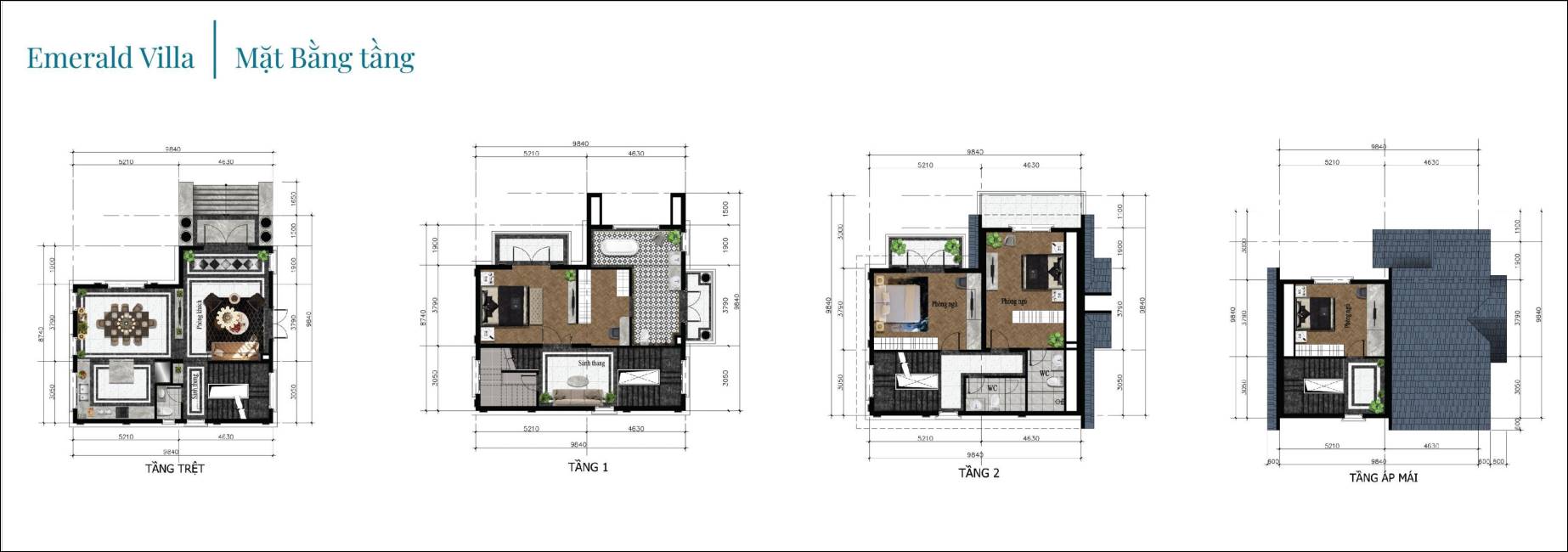 Sơ đồ phân chia Mẫu Biệt Thự The Emerald Hortensia Villas Đà lạt