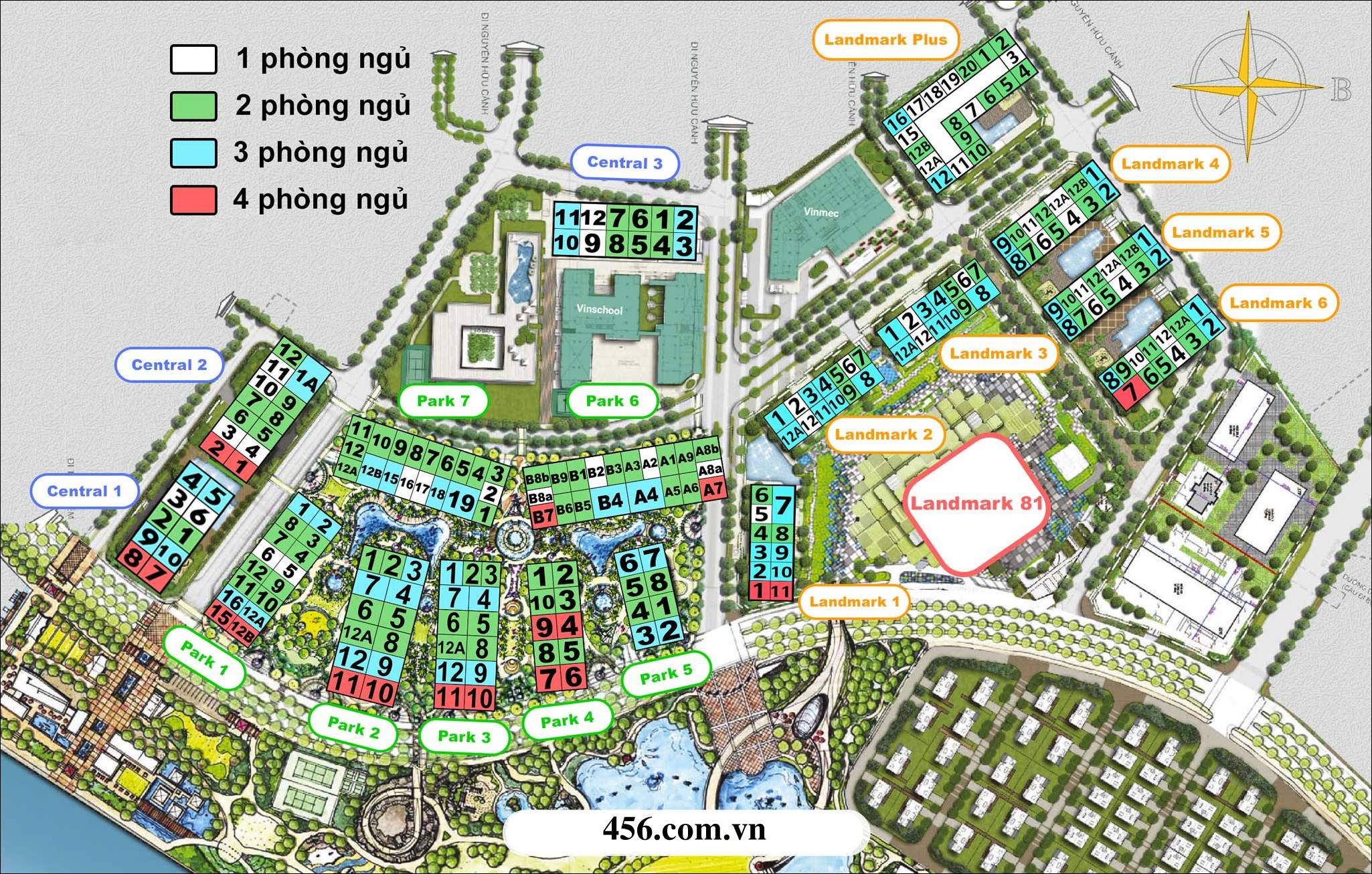 Sơ đồ mặt bằng căn hộ Vinhomes Central Park Bình Thạnh TP HCM