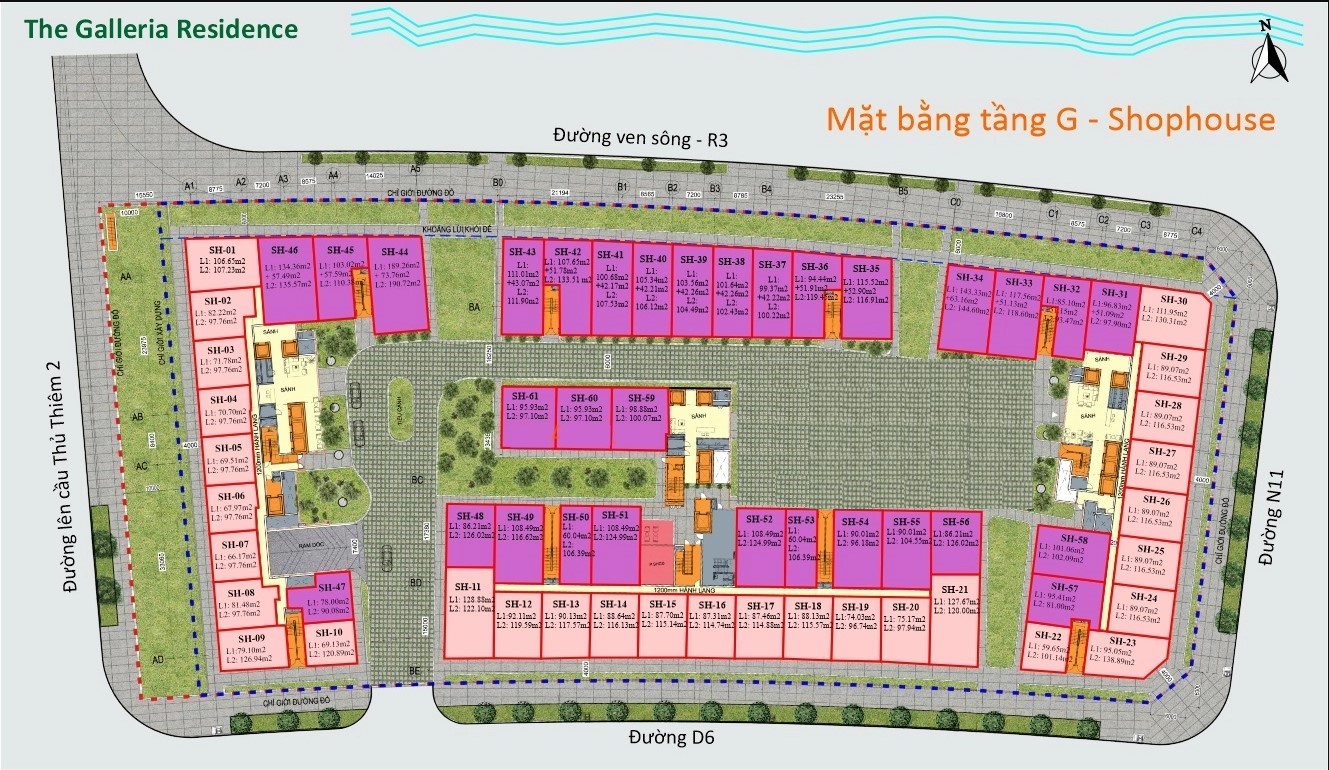 Sơ đồ mặt bằng shophouse căn hộ The Metropole Thủ Thiêm tòa Galleria