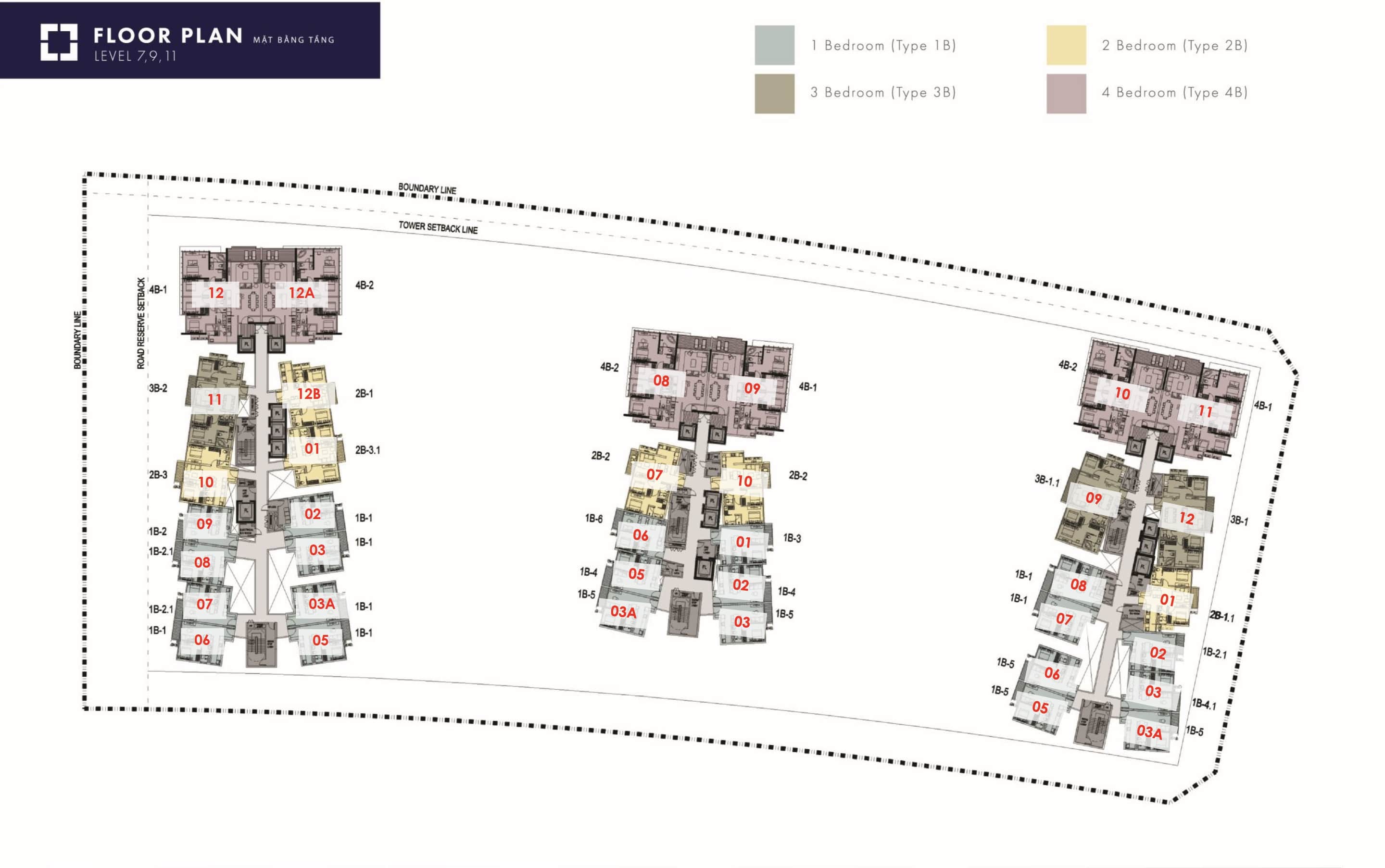 Sơ đồ mặt bằng tòa Galleria căn hộ The Metropole Thủ Thiêm tầng 7 9 11