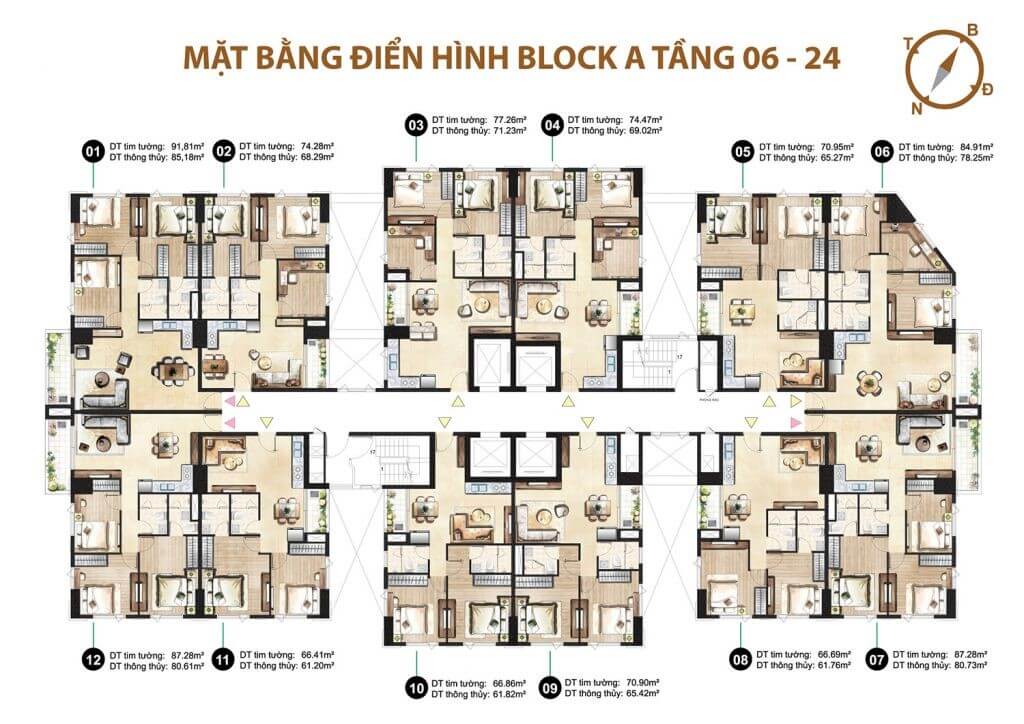 Sơ đồ mặt bằng block A căn hộ Paris Hoàng Kim Quận 2 Thủ Đức TP HCM