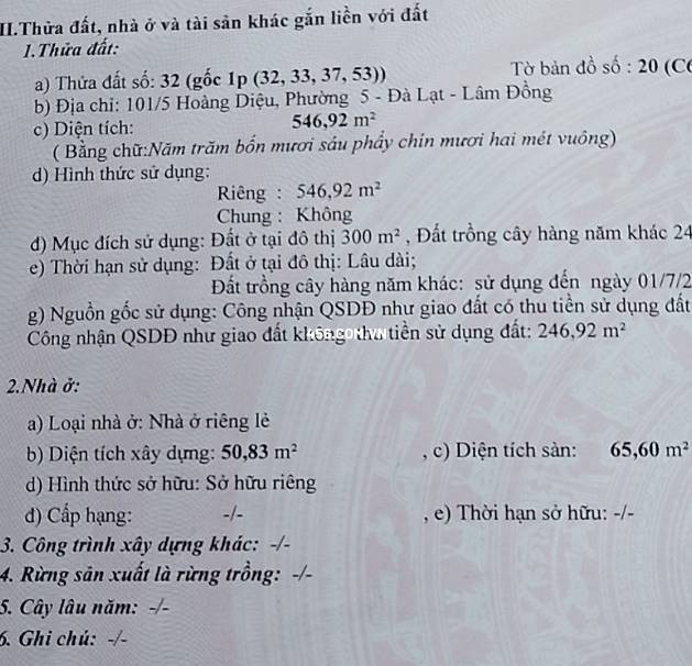 Bán nhà gỗ đường xe hơi Hoàng Diệu Phường 5...